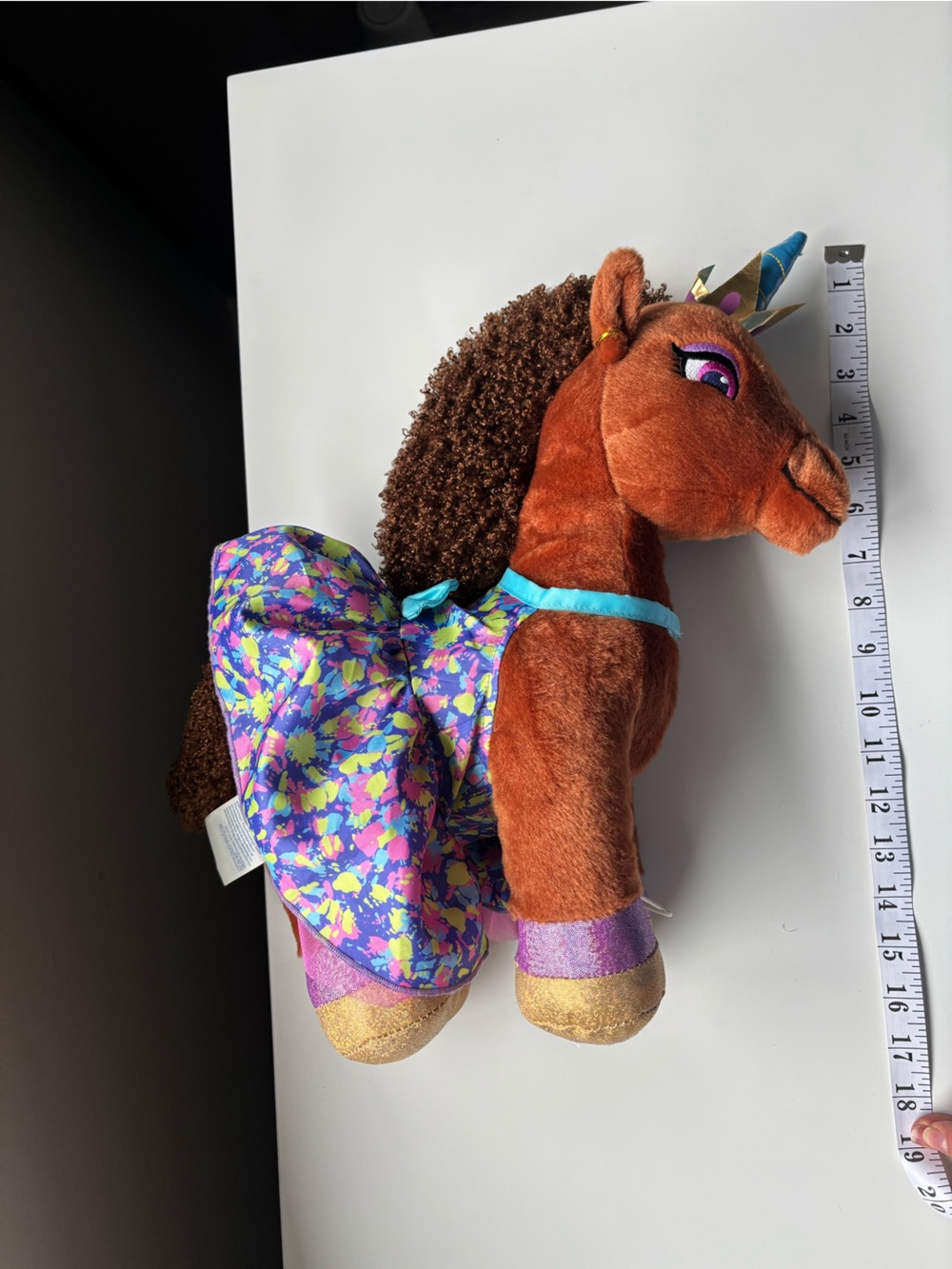 BUILD-A-BEAR unique Afro unicorn plush with tutu brown - Picture 5 of 5